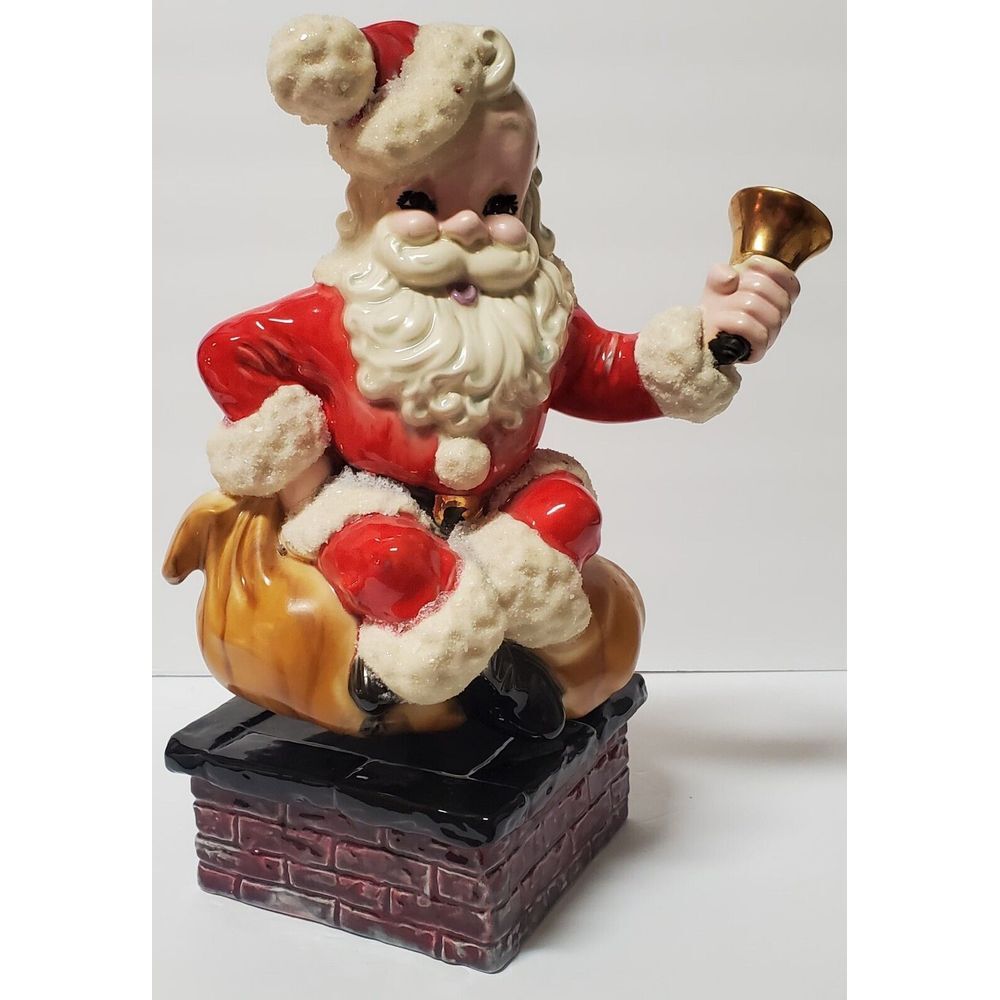 Vintage Santa 13" Rotating Music Box Signed Franciscan Bros. Atlantic Mold Style